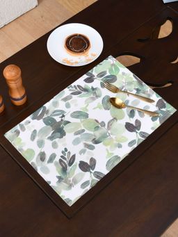 At Home by Nilkamal - Leaves Design PVC Table Placemat Green (Pack of 4)