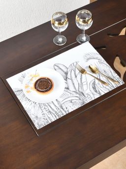 At Home by Nilkamal - Nature Printed PVC Table Placemat Black (Pack of 4)