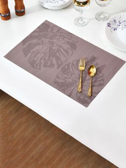 At Home by Nilkamal - Leaves Design PVC Table Placemat Taupe (Pack of 6)