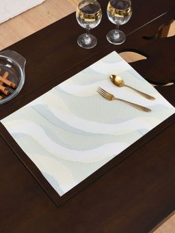 At Home by Nilkamal - Abstract Design PVC Table Placemat Green (Pack of 6)