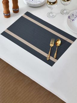 At Home by Nilkamal - Abstract PVC Table Placemat Grey (Pack of 6)