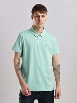 Calvin Klein - Solid Regular Fit Cotton Polo T-Shirt Blue