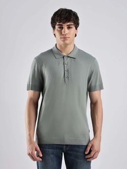 Calvin Klein - Solid Regular Fit Cotton Polo T-Shirt Green