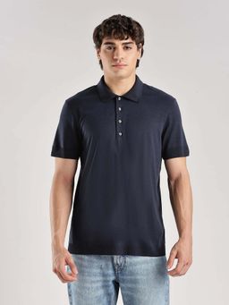 Calvin Klein - Solid Regular Fit Lyocell Polo T-Shirt Navy Blue