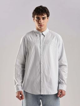 Calvin Klein - Striped Relaxed Fit Oxford Woven Shirt Blue