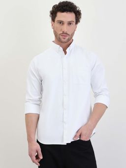Styli - Men Solid Oxford Regular Fit Full Sleeve Shirt White