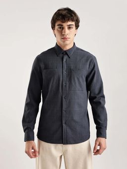 Calvin Klein - Textured Regular Fit Seersucker Woven Shirt Blue