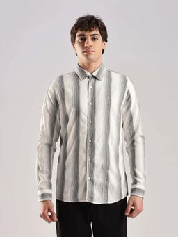 Calvin Klein - Striped Slim Fit Viscose Shirt White
