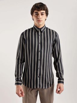 Calvin Klein - Vertical Stripes Slim Fit Woven Shirt Black