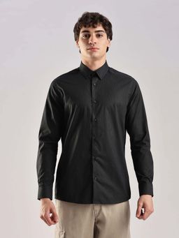 Calvin Klein - Striped Slim Fit Cotton Shirt Black