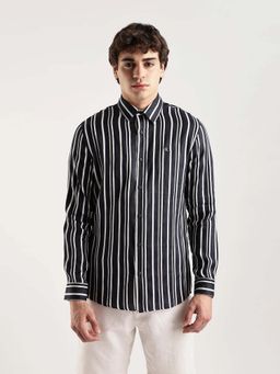Calvin Klein - Vertical Stripes Slim Fit Woven Shirt Black