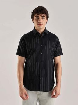 Calvin Klein - Striped Slim Fit Dobby Woven Shirt Black