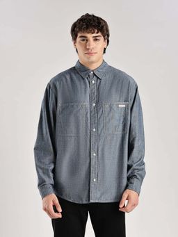 Calvin Klein - Solid Relaxed Fit Denim Woven Shirt Blue