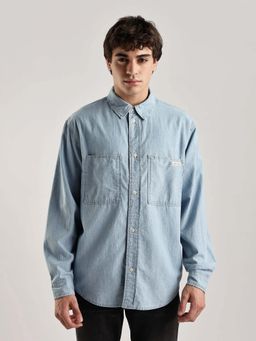 Calvin Klein - Solid Relaxed Fit Denim Shirt Blue