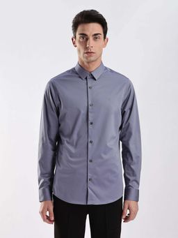 Calvin Klein - Solid Slim Fit Cotton Shirt Grey