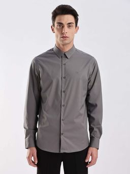Calvin Klein - Solid Slim Fit Cotton Shirt Grey