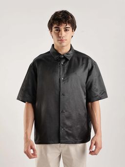 Calvin Klein - Solid Regular Fit Satin Woven Shirt Grey