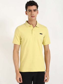 Calvin Klein - Solid Slim Fit Cotton Polo T-Shirt Yellow