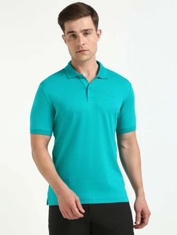 Calvin Klein - Solid Slim Fit Cotton Polo T-Shirt Blue