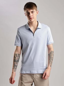 Calvin Klein - Solid Regular Fit Cotton Polo T-Shirt Blue