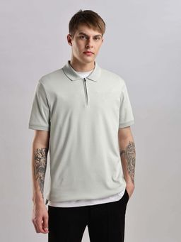 Calvin Klein - Solid Regular Fit Cotton Polo T-Shirt Green