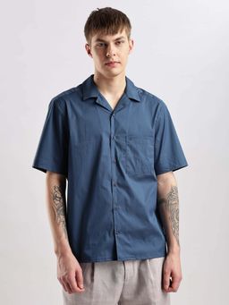 Calvin Klein - Solid Regular Fit Cotton Shirt Blue