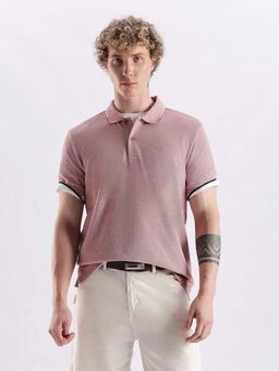 Calvin Klein - Textured Regular Fit Cotton Polo T-Shirt Mauve