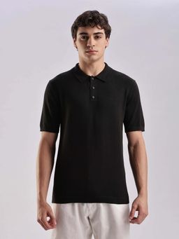 Calvin Klein - Solid Regular Fit Cotton Polo T-Shirt Black