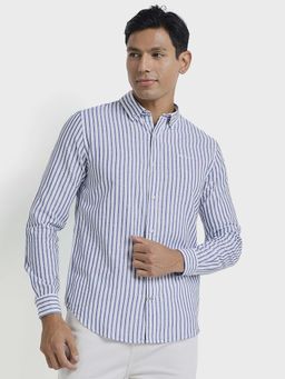 Ben Sherman - Long Sleeve 100% Linen Patch Pocket Shirt Blue