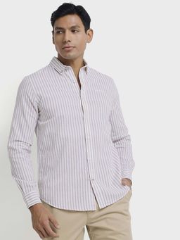 Ben Sherman - Long Sleeve 100% Linen Patch Pocket Shirt Beige