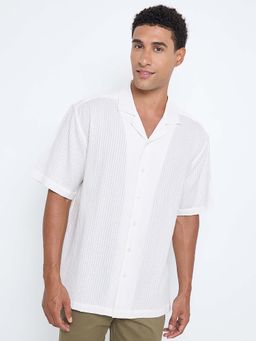 Ben Sherman - Dobby Textured Short Sleeve Shirt White