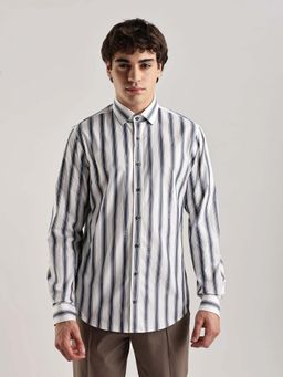 Calvin Klein - Vertical Stripes Regular Fit Poplin Woven Shirt Blue