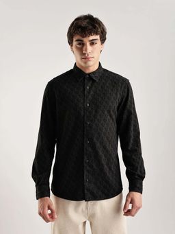 Calvin Klein - Textured Regular Fit Denim Shirt Black