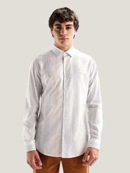 Calvin Klein - Vertical Stripes Slim Fit Dobby Woven Shirt White