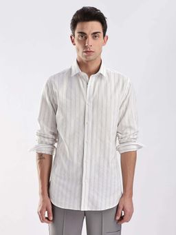 Calvin Klein - Striped Regular Fit Cotton Shirt White