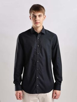 Calvin Klein - Solid Regular Fit Cotton Shirt Navy Blue