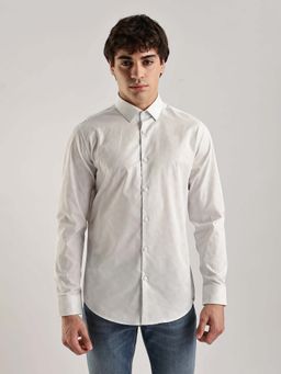 Calvin Klein - Geometric Slim Fit Dobby Woven Shirt Beige