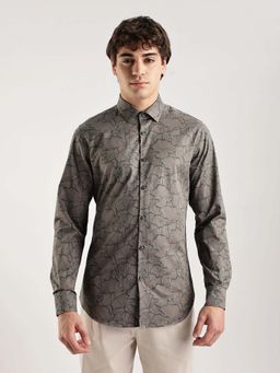 Calvin Klein - Floral Slim Fit Poplin Woven Shirt Beige