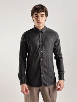 Calvin Klein - Geometric Slim Fit Poplin Woven Shirt Black