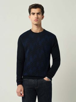 AD By Arvind - Textured Regular Fit Sweater Blue