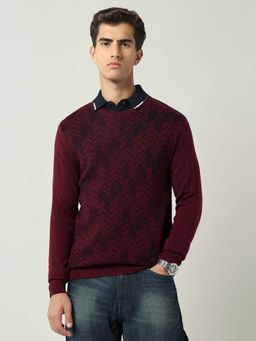 AD By Arvind - Patterned Knit Regular Fit Sweater Red