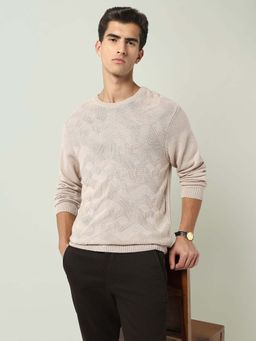 AD By Arvind - Textured Regular Fit Sweater Beige