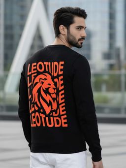 LEOTUDE - Men Graphic Print Regular Sweatshirt Black