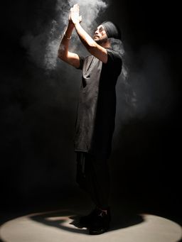 Vastramay - Black Viscose Kurta with Lungi and Safa (Set of 3)