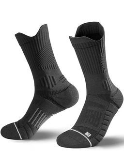 Footprints - Unisex Bamboo Compression Boosts Blood Circulation Black Socks