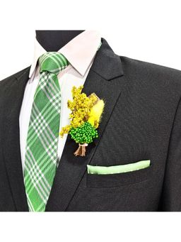 The Tie Hub - Green Artificial Flower Boutonniere Brooch