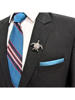 The Tie Hub - Silver Plated Turtle Brooch Unisex Brass Pin with Rhodium Finish