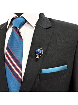 The Tie Hub - Blue Globe Brooch Gold Plated World Map Pin