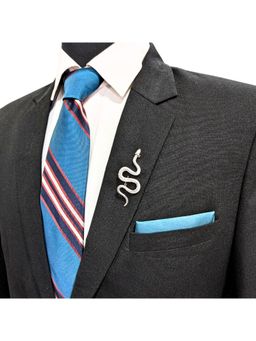 The Tie Hub - Silver Serpent Brooch Sleek Textured Snake Pin