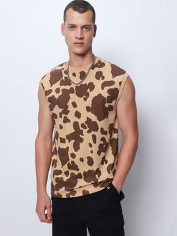 Bewakoof - Men's Brown Camo Printed Oversized Vest